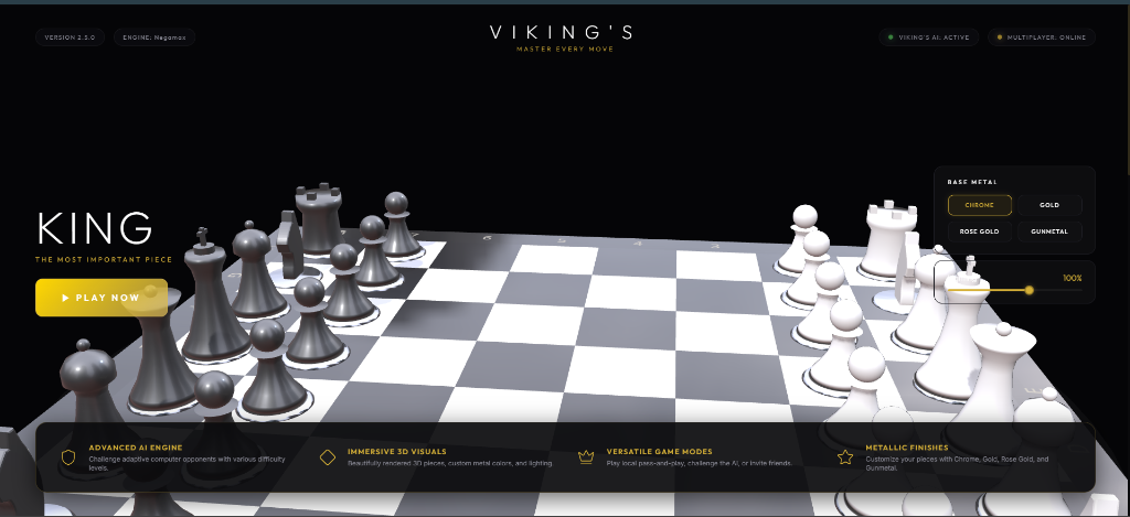Viking's — 3D Chess Platform - Web Development by Nanozenix